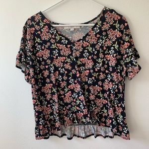 Floral Ruffle Sleeve Top